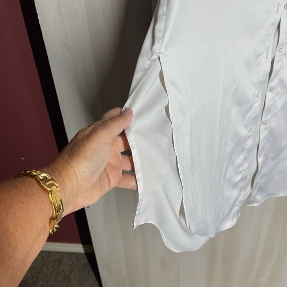 Eileen Fisher silver gray long tunic top, size XS - Picture 13 of 15